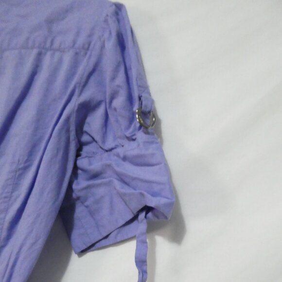 Unbranded | P2P 14 inches measured | Chic Purple V-Neck Button-Up Shirt - Picture 11 of 14